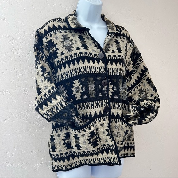 JANE ASHLEY VTG Southwest Western Aztec Cotton Tapestry Jacket Womens Size XL - Picture 4 of 11